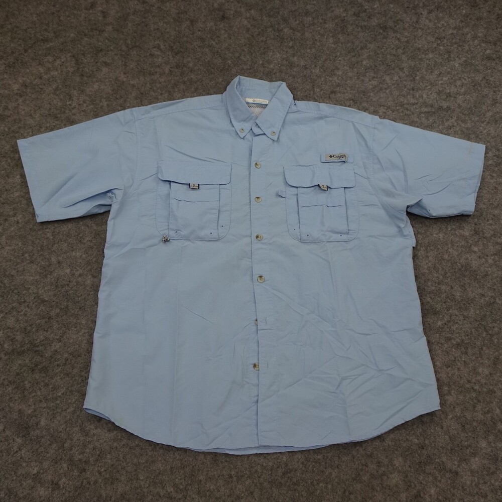 Columbia Shirt Mens Small S Blue Button Up Classic Fit Fishing Outdoors
